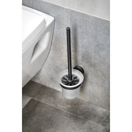 Aqualine - Стенна четка за тоалетна SAMBA матирано стъкло/матово черно