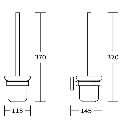 Aqualine - Стенна четка за тоалетна SAMBA матирано стъкло/матово черно