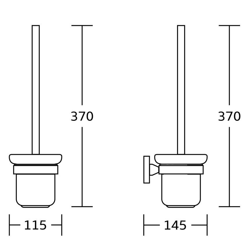 Aqualine - Стенна четка за тоалетна SAMBA матирано стъкло/матово черно