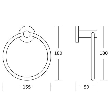 Aqualine - Стенна закачалка за кърпи SAMBA Ø 15,5 см черен