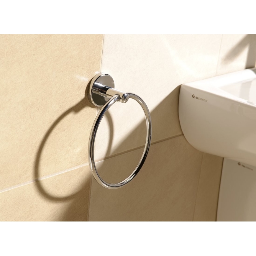 Aqualine - Стенна закачалка за кърпи SAMBA Ø 15,5 см лъскав хром
