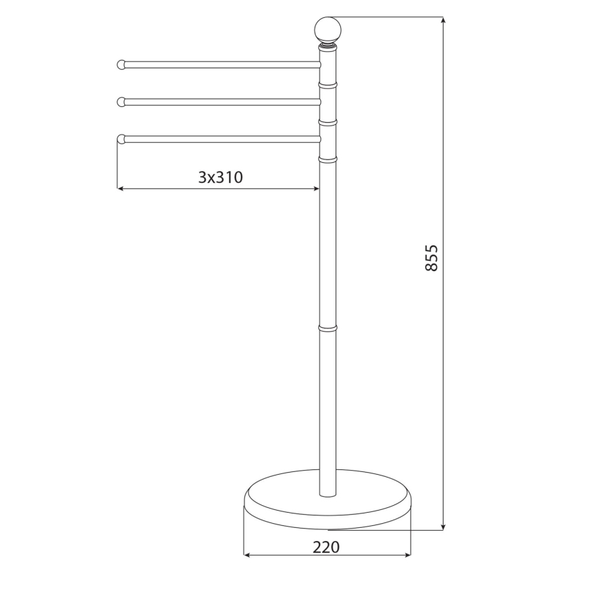 Aqualine - Стойка със закачалка за кърпи SAMBA 85,5 см неръждаем/лъскав хром