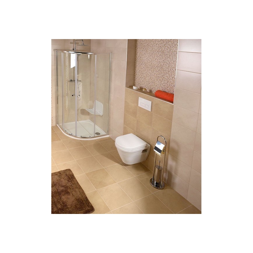 Aqualine - Стояща четка за WC с държач за тоалетна хартия SAMBA 80x22 cm в лъскав хром