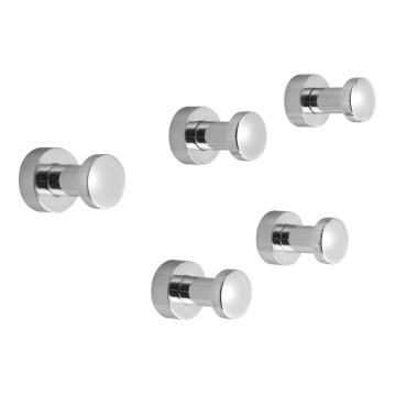 Aqualine - Комплект от 5 бр. стенен закачалка SAMBA, лъскав хром