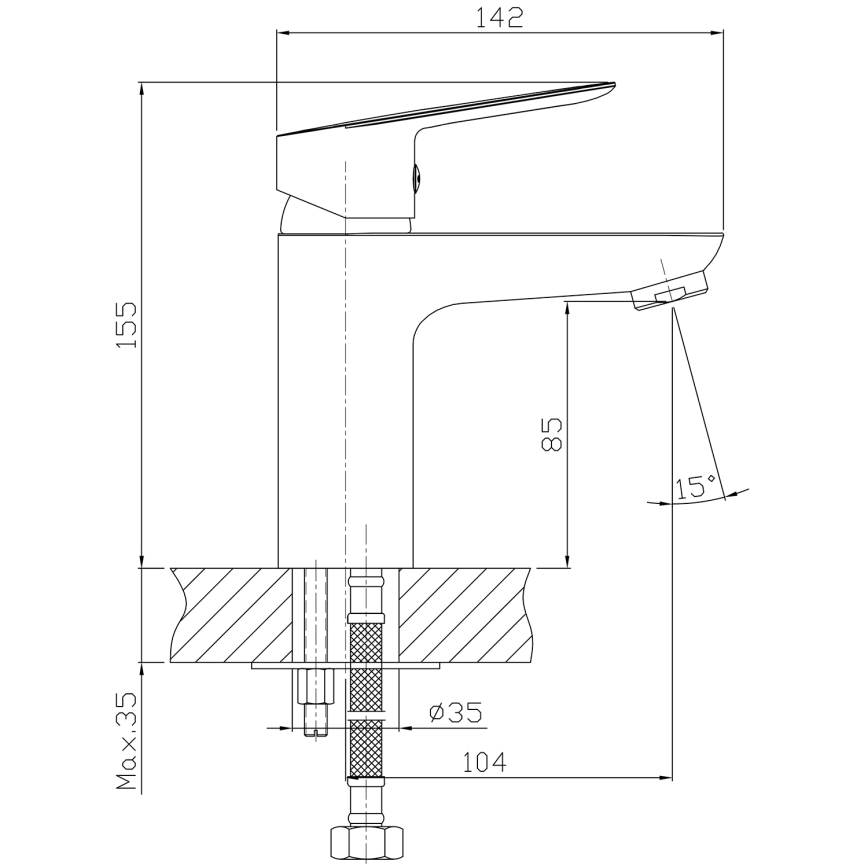 Aqualine - Кран за мивка LOTTA матов черен