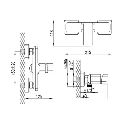 Aqualine - Кранче за душ FACTOR лъскав хром