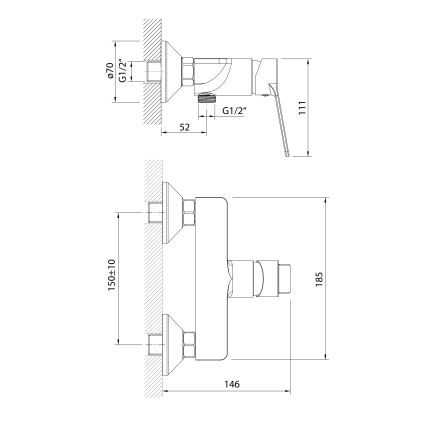 Aqualine - Кранче за душ SINTRA лъскав хром