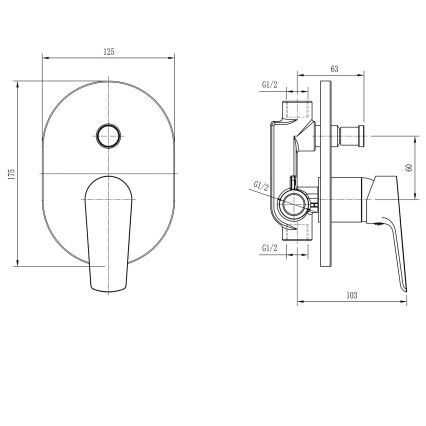 Aqualine - Кранче за душ за скрит монтаж LOTTA матов черен