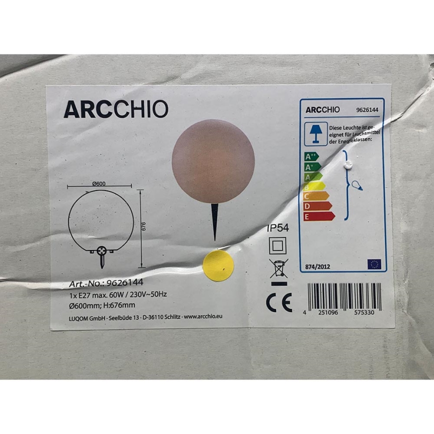 Arcchio - Екстериорна лампа SENADIN 1xE27/60W/230V 60 cm IP54