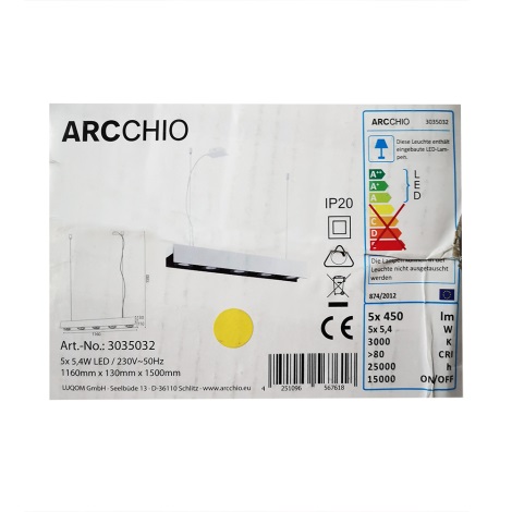 Arcchio - LED Димируем пендел OLINKA 5xLED/5,4W/230V