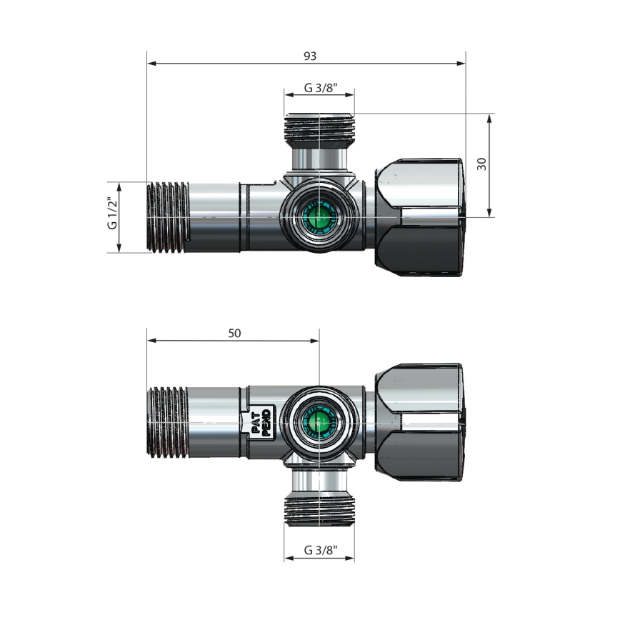 Arco - Комбиниран ъглов вентил с два изхода A-80, лъскав хром