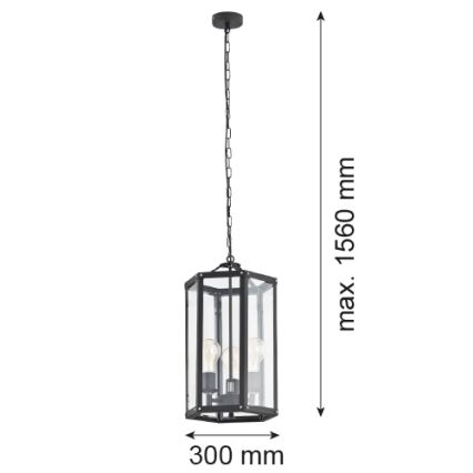 Argon 1253 - Висящ полилей BODRUM 3xE27/15W/230V черен