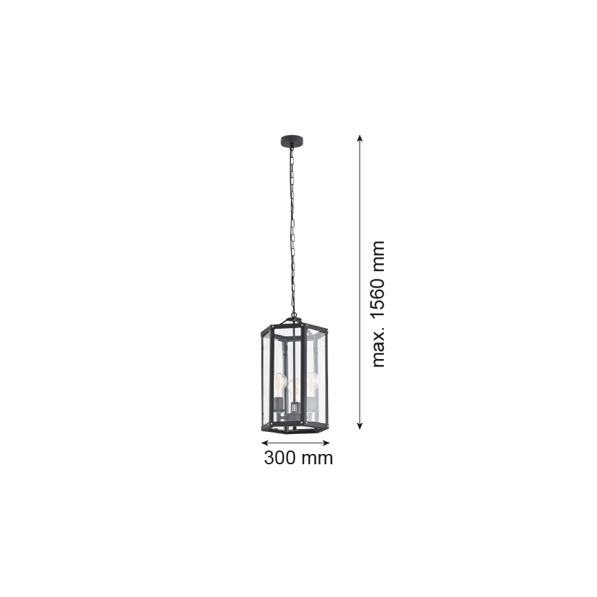 Argon 1253 - Висящ полилей BODRUM 3xE27/15W/230V черен