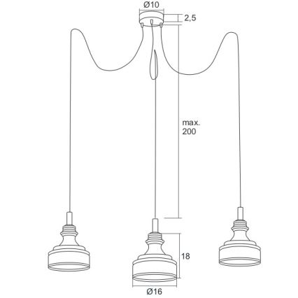 Argon 1354 - LED Полилей висящ на кабел TULUZA 3xLED/5W/230V