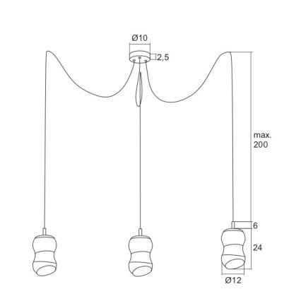 Argon 1357 - LED Полилей висящ на кабел GARDA 3xLED/5W/230V
