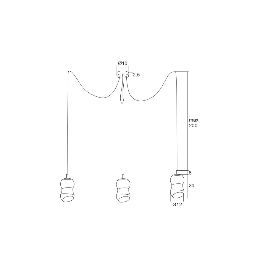 Argon 1357 - LED Полилей висящ на кабел GARDA 3xLED/5W/230V
