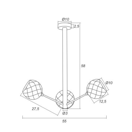 Argon 1358 - LED Полилей на пръчка BELLUNO 3xLED/5W/230V