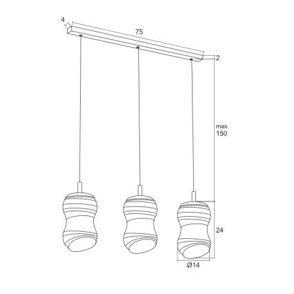 Argon 1366 - LED Полилей висящ на кабел COMO 3xLED/5W/230V