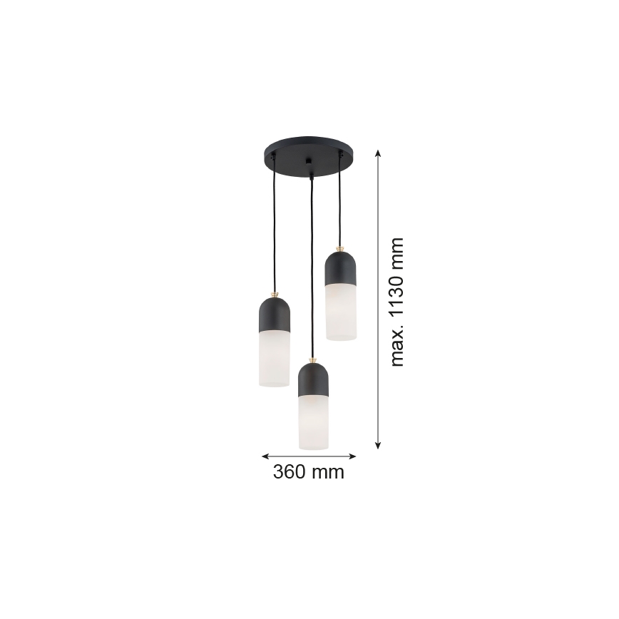 Argon 1467 - Висящ полилей BURGOS 3xE27/15W/230V черен