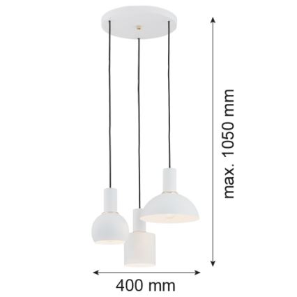 Argon 1468 - Висящ полилей SINES 3xE27/15W/230V бял