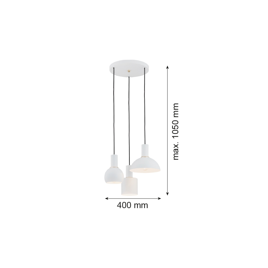 Argon 1468 - Висящ полилей SINES 3xE27/15W/230V бял