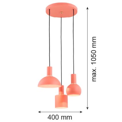Argon 1469 - Висящ полилей SINES 3xE27/15W/230V оранжев