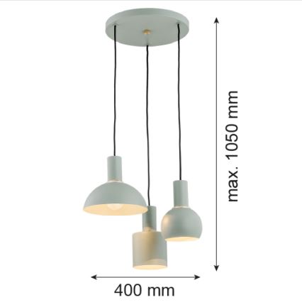 Argon 1470 - Висящ полилей SINES 3xE27/15W/230V зелен