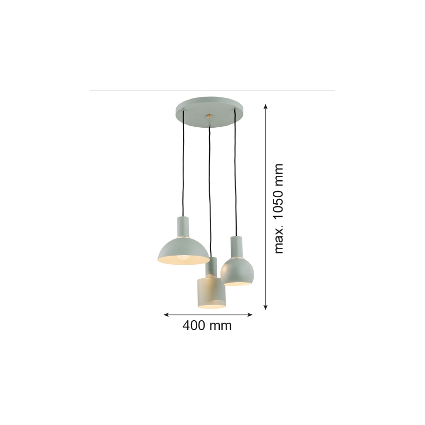 Argon 1470 - Висящ полилей SINES 3xE27/15W/230V зелен