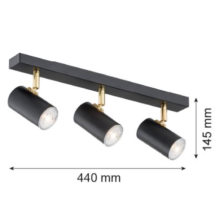 Argon 1476 - Спот LAGOS 3xGU10/5W/230V черен/месинг