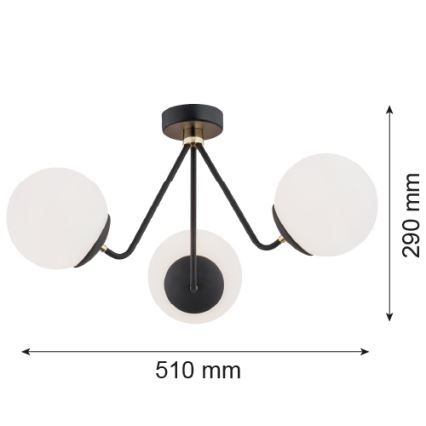 Argon 1478 - Полилей за повърхностен монтаж TOMAR 3xE27/15W/230V черен