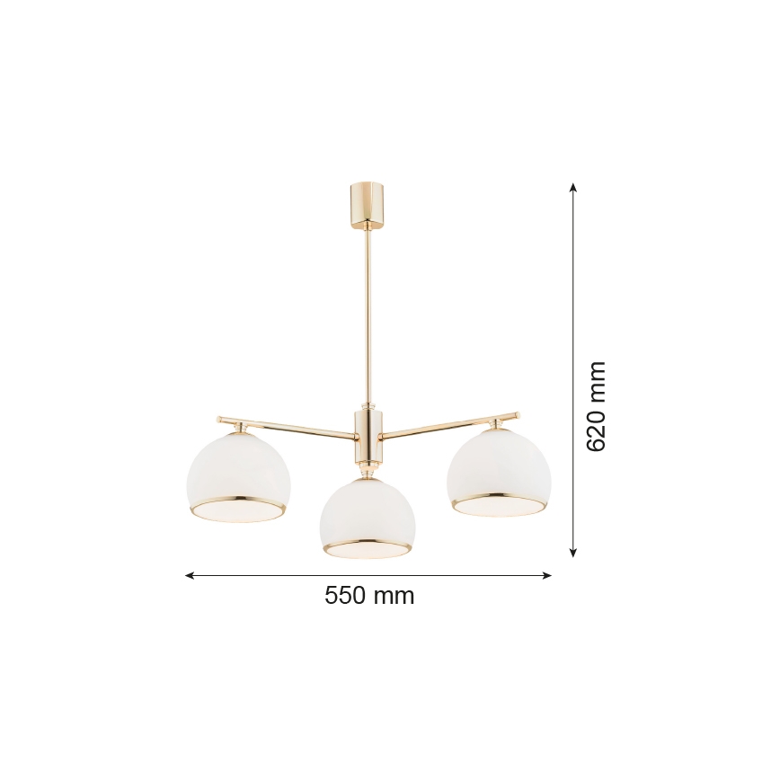 Argon 1488 - Висящ полилей MARBELLA 3xE27/15W/230V месинг