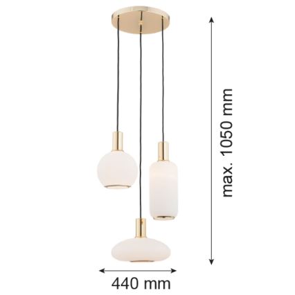 Argon 1489 - Висящ полилей SAGUNTO 3xE27/15W/230V месинг