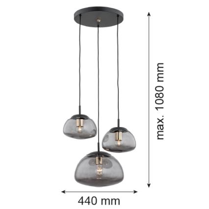 Argon 1493 - Висящ полилей TRINI 3xE27/15W/230V черен