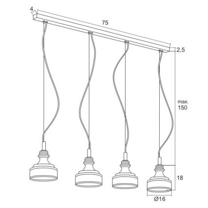 Argon 1650 - LED Полилей висящ на кабел TULUZA 4xLED/5W/230V