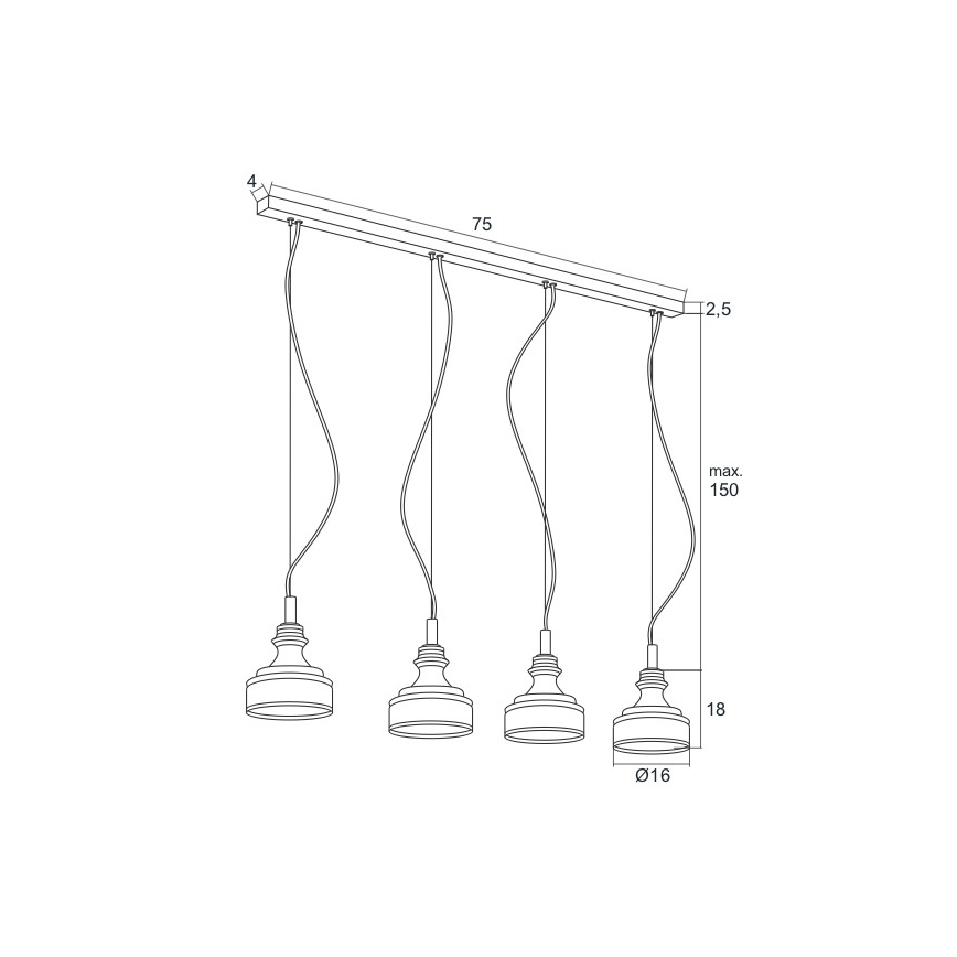 Argon 1650 - LED Полилей висящ на кабел TULUZA 4xLED/5W/230V