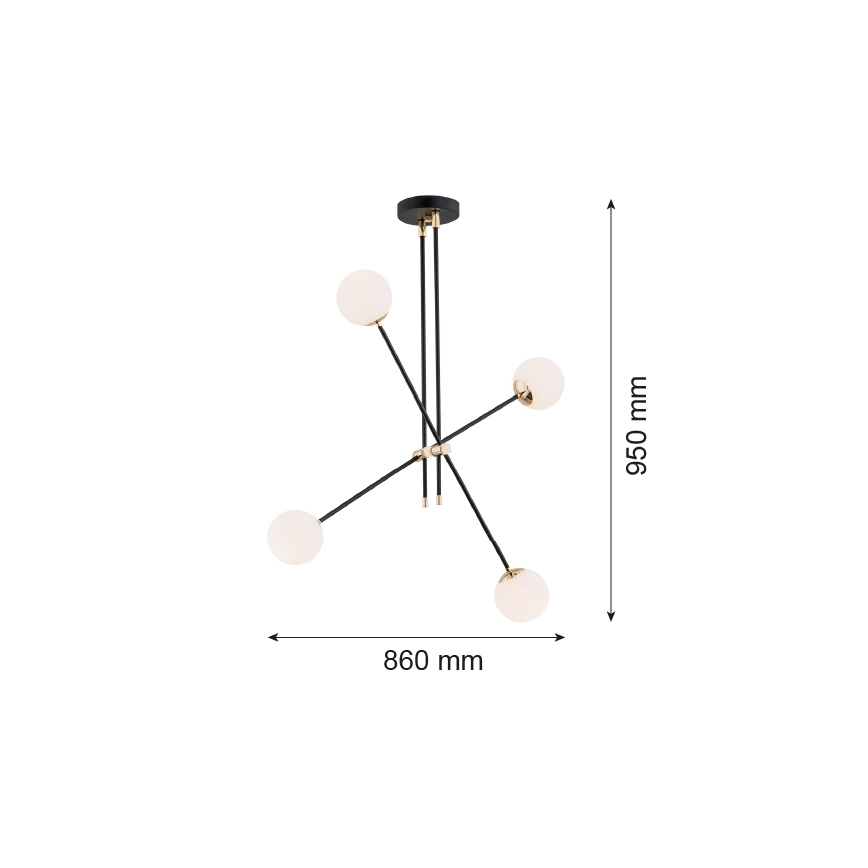 Argon 1696 - Полилей ABSTRACT 4xE14/7W/230V черен