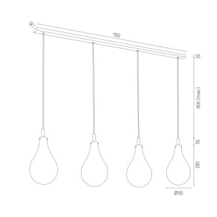 Argon 1740 - Висящ полилей OAKLAND 4xG9/6W/230V