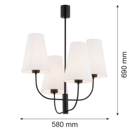 Argon 1822 - Висящ полилей SAFIANO 4xE27/15W/230V черен