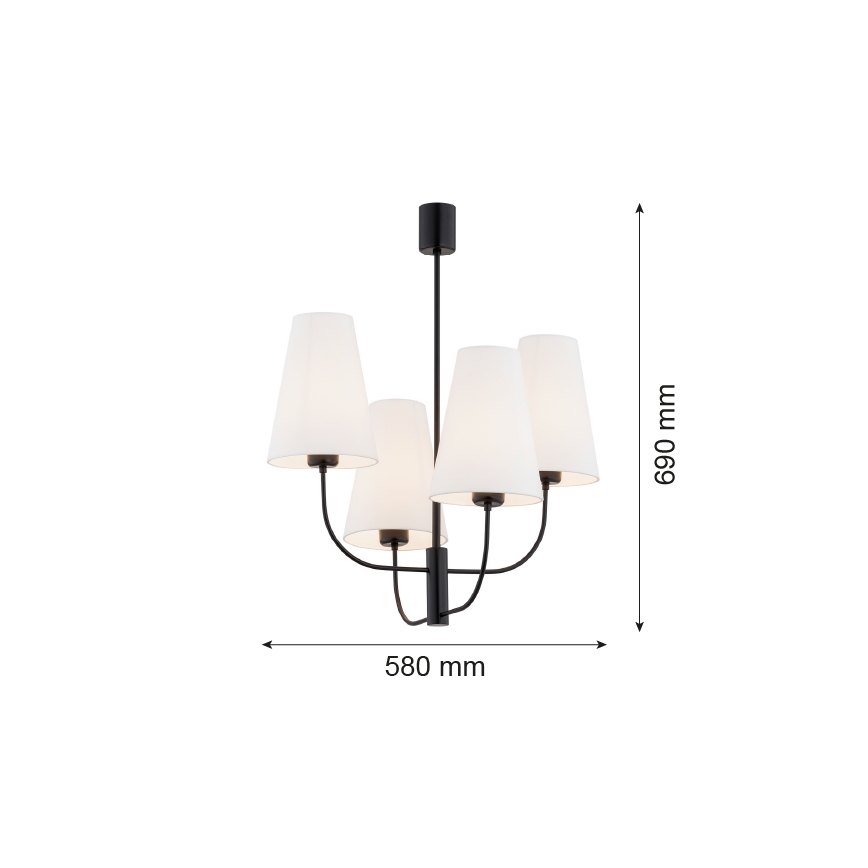 Argon 1822 - Висящ полилей SAFIANO 4xE27/15W/230V черен