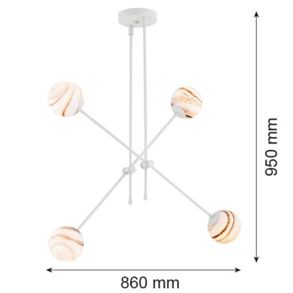 Argon 1841 - Висящ полилей ABSOS 4xE14/7W/230V алабастър бял