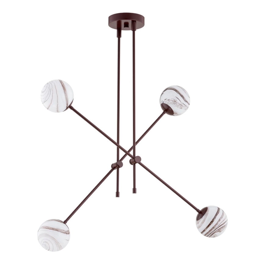 Argon 1842 - Висящ полилей ABSOS 4xE14/7W/230V алабастър кафяв