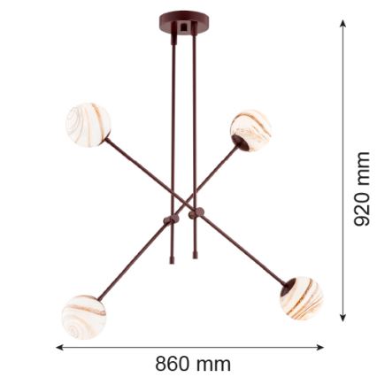 Argon 1842 - Висящ полилей ABSOS 4xE14/7W/230V алабастър кафяв