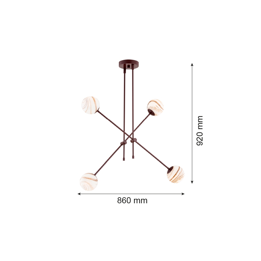 Argon 1842 - Висящ полилей ABSOS 4xE14/7W/230V алабастър кафяв