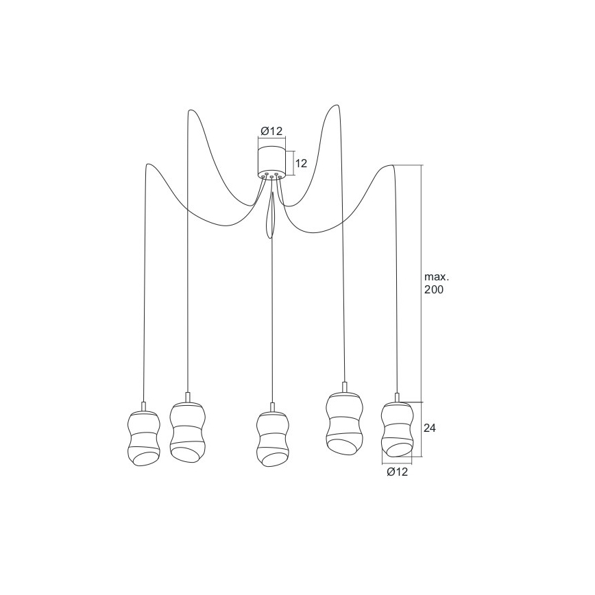 Argon 2073 - LED Полилей висящ на кабел GARDA 5xLED/5W/230V