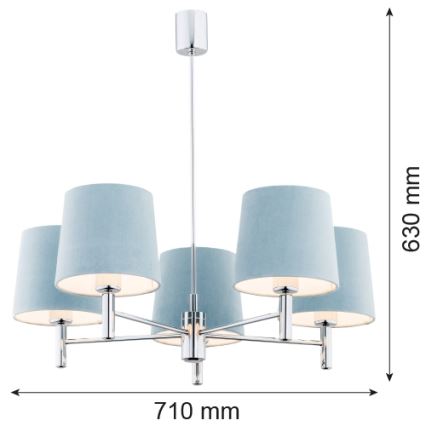 Argon 2076 - Висящ полилей BOLZANO 5xE27/15W/230V сив