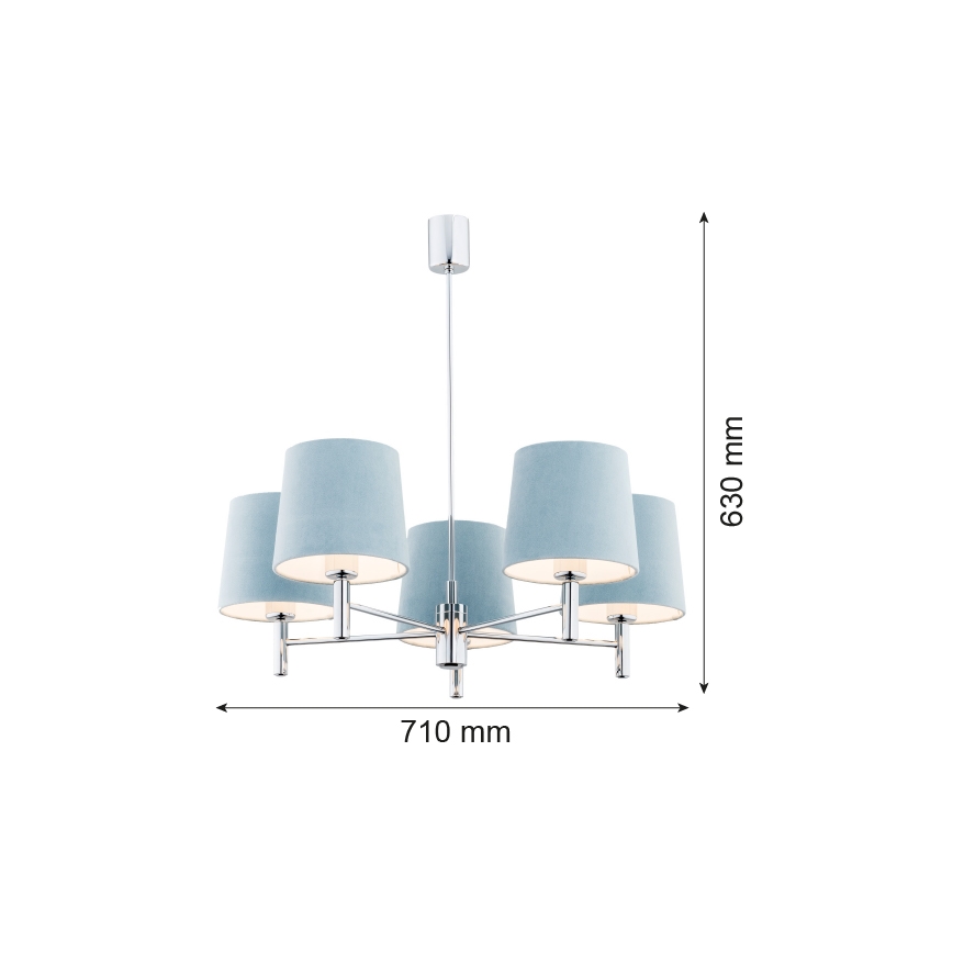 Argon 2076 - Висящ полилей BOLZANO 5xE27/15W/230V сив