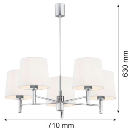Argon 2110 - Висящ полилей BOLZANO 5xE27/15W/230V кремав