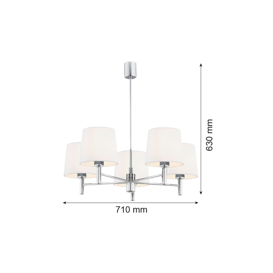 Argon 2110 - Висящ полилей BOLZANO 5xE27/15W/230V кремав