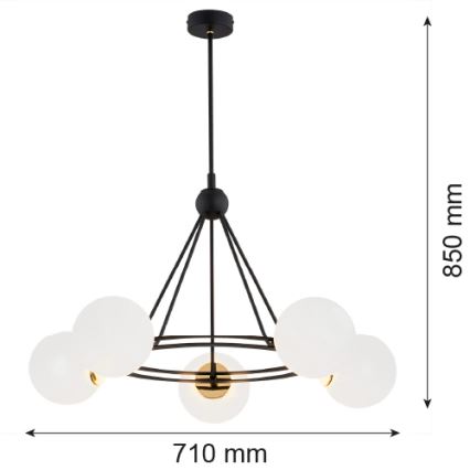 Argon 2119 - Полилей AMALFI 5xE27/15W/230V черен/бял