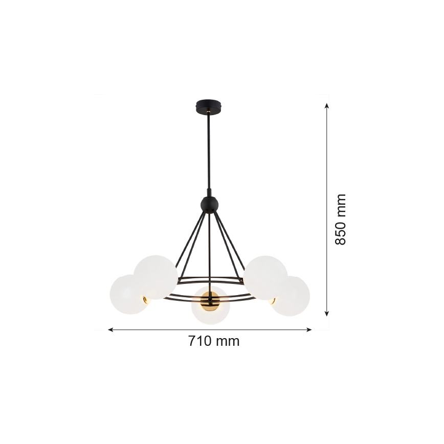 Argon 2119 - Полилей AMALFI 5xE27/15W/230V черен/бял